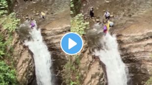 a brave mother save her children lives at waterfall a very shocking video goes viral