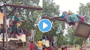 a old woman wearing nauwari saree taking swing a man share his mothers video viral news
