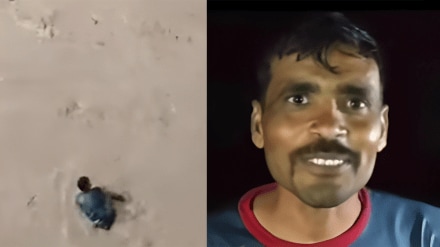 youth jumped flood way get home rescued safely jalgaon youth jumped flood way get home rescued safely jalgaon