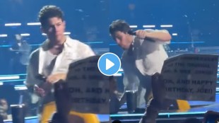 Nick Jonas falls on stage during Jonas Brothers concert