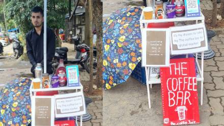 Young Man with A Small Coffee Stall Setup Named 'The Coffee Bar' Photo Goes Viral..