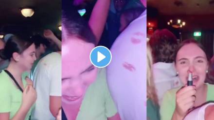 Woman on ‘rampage’ secretly puts lipstick marks on men's shirts at pub while dancing; watch viral video on social media