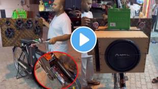 dj wale babu ki cycle man fit heavy music system in cycle with desi jugaad watch viral video