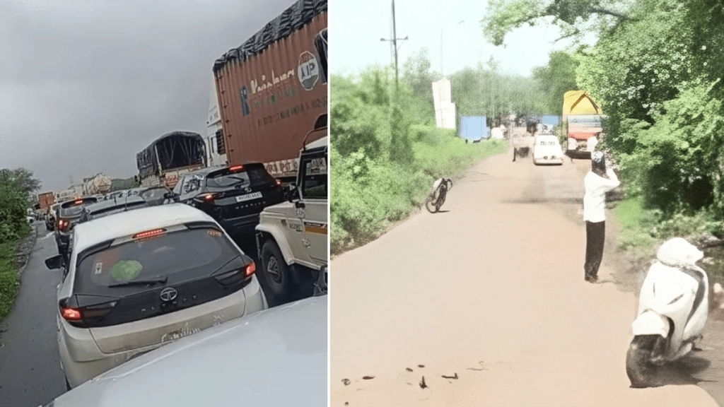 potholes nashik highway heavy vehicles shilphata traffic jam potholes nashik highway heavy vehicles shilphata traffic jam