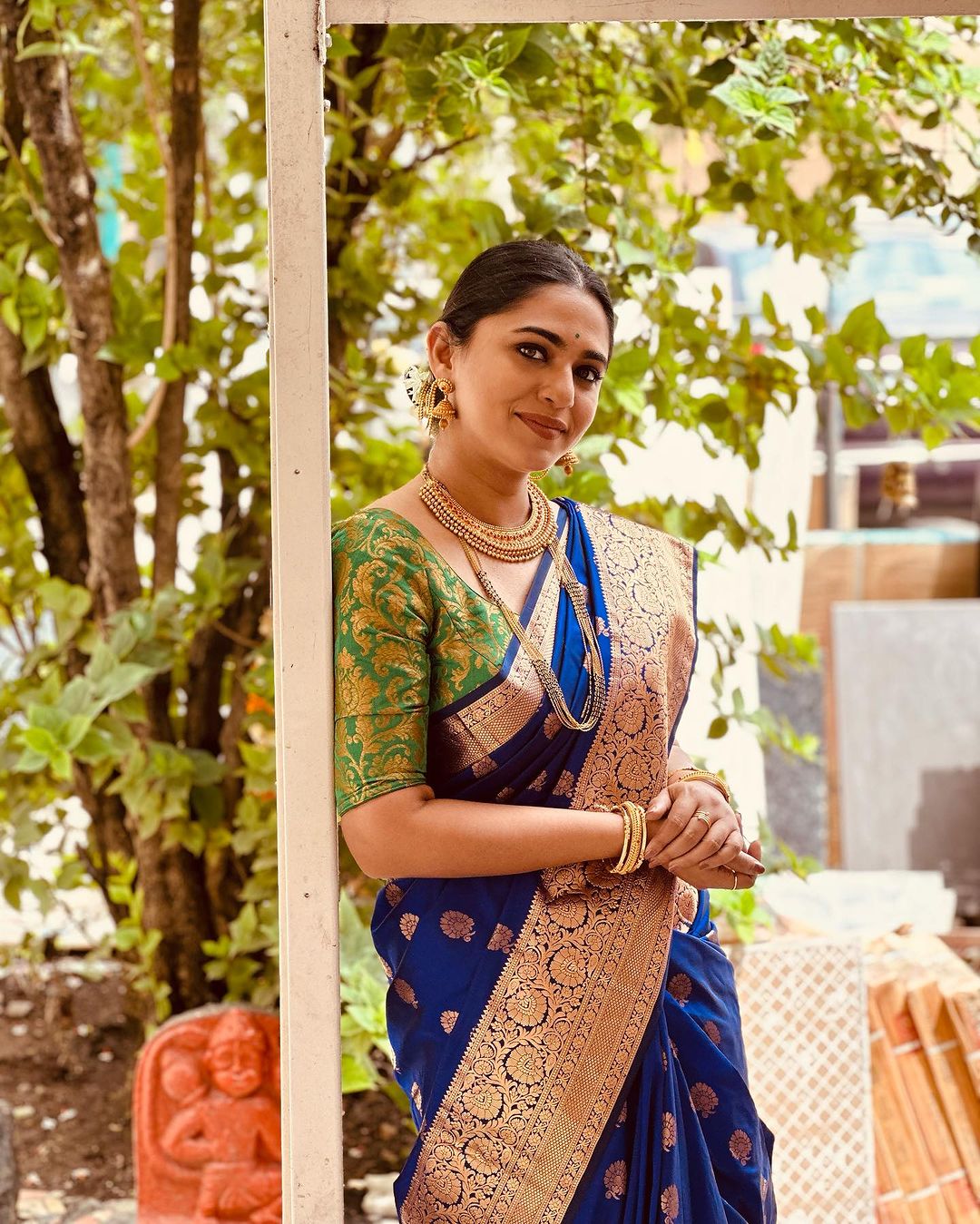 Mrunmayee Deshpande Rao Blue Saree