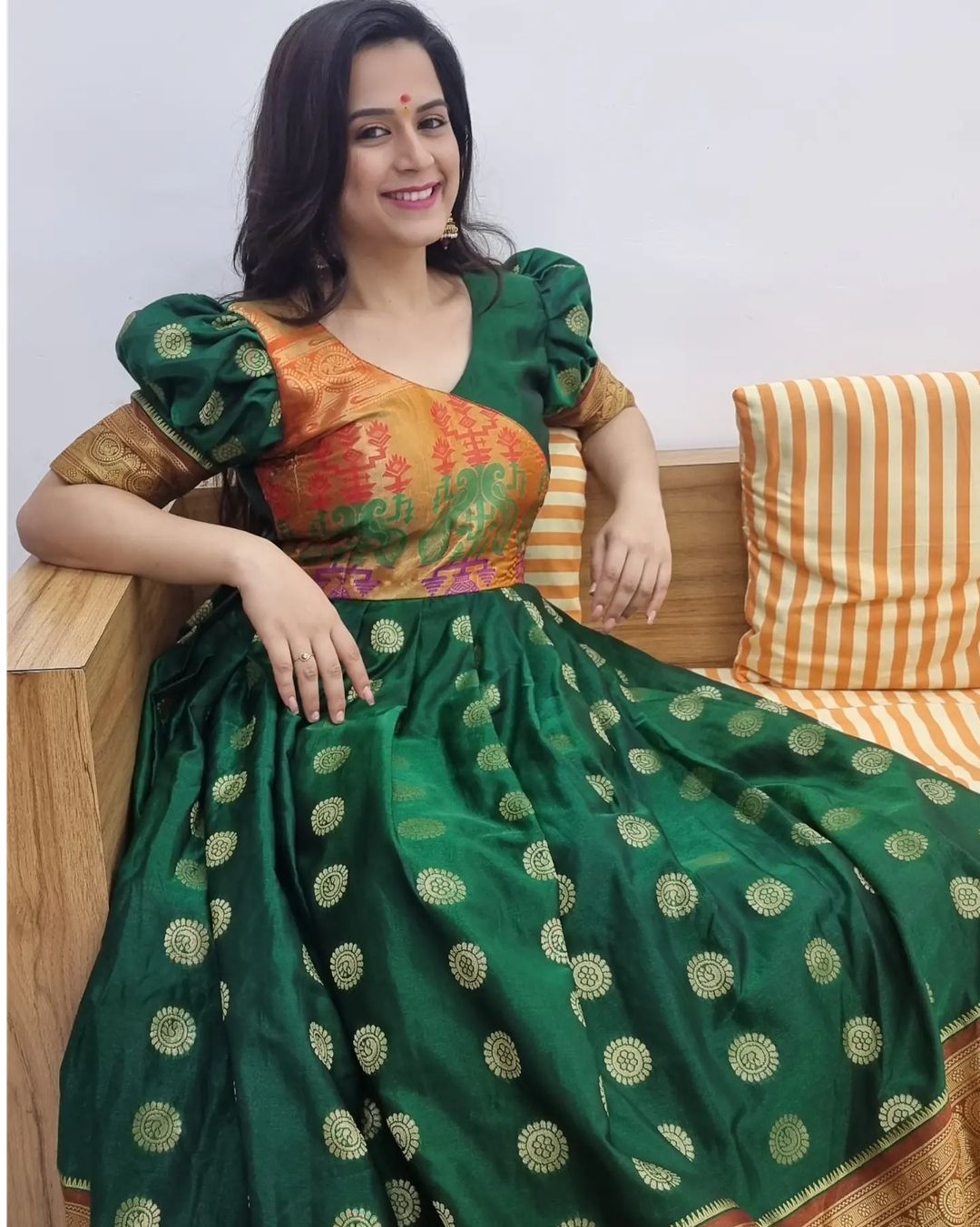 green paithani dress Pista Green Floral Woven Banarasi Silk Paithani Dress Material