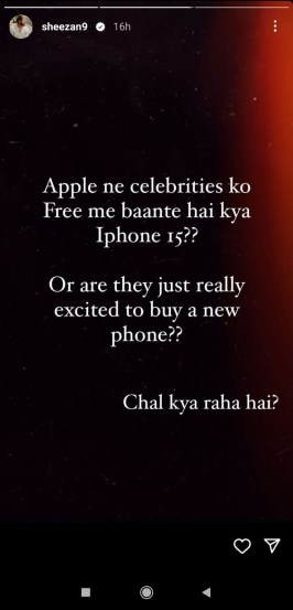 sheezan khan post on iphone 15