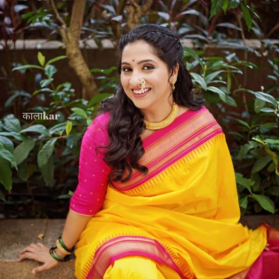 Madhurani Gokhale Prabhulkar Yellow Saree