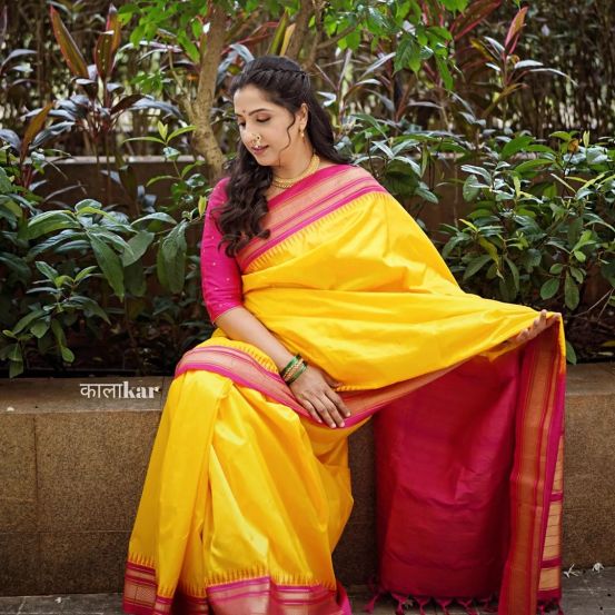 Madhurani Gokhale Prabhulkar Yellow Saree