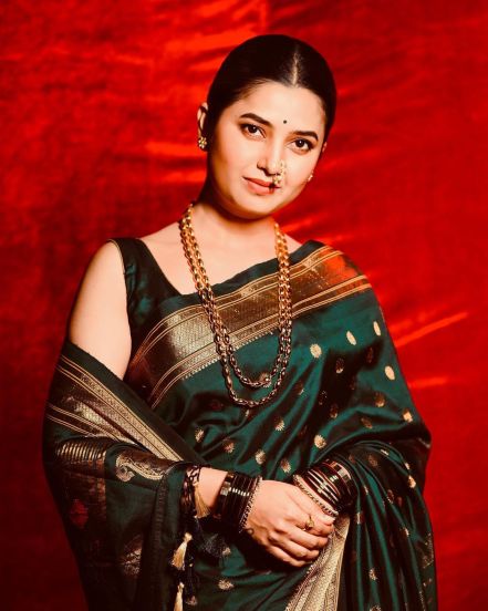 Navratri Actress Peacock Green Saree