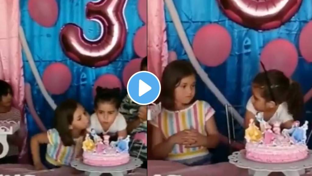 A friend blows out a candle while cutting the cake Got into a big fight with the birthday girl