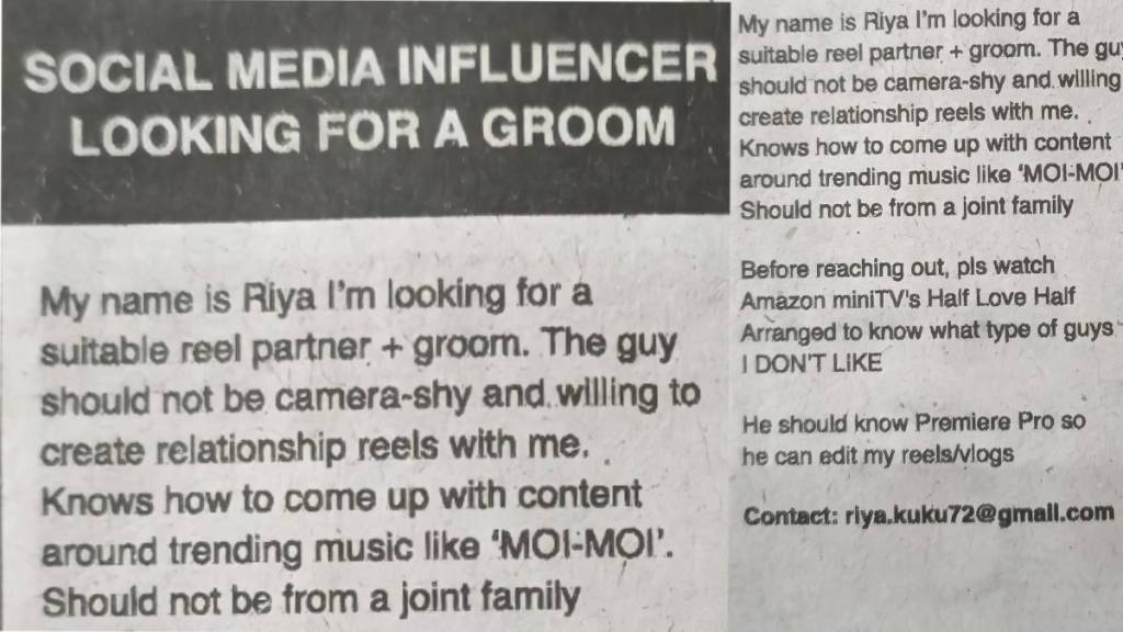 Social media influencer looking for a partner Funny conditions for marriage Advertising goes viral Social media influencer looking for a partner Funny conditions for marriage Advertising goes viral