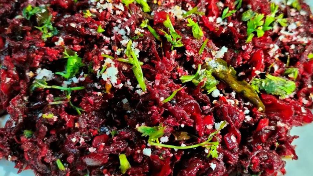 Beetroot bhaji Recipe in marathi Beetroot bhaji Recipe in marathi