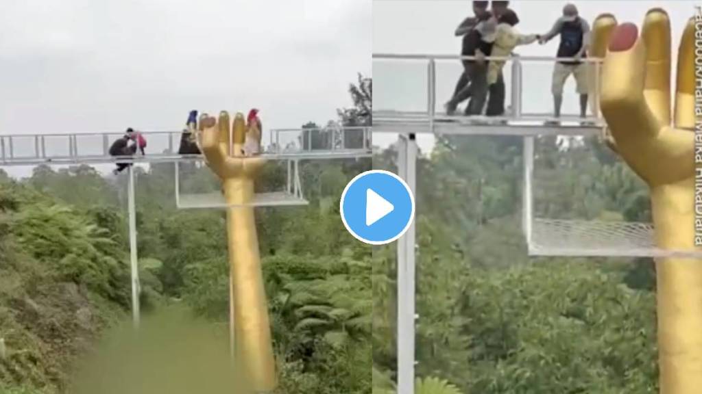 Tourist dies and three others are injured when 30ft-high glass walkway shatters at Indonesian beauty spot