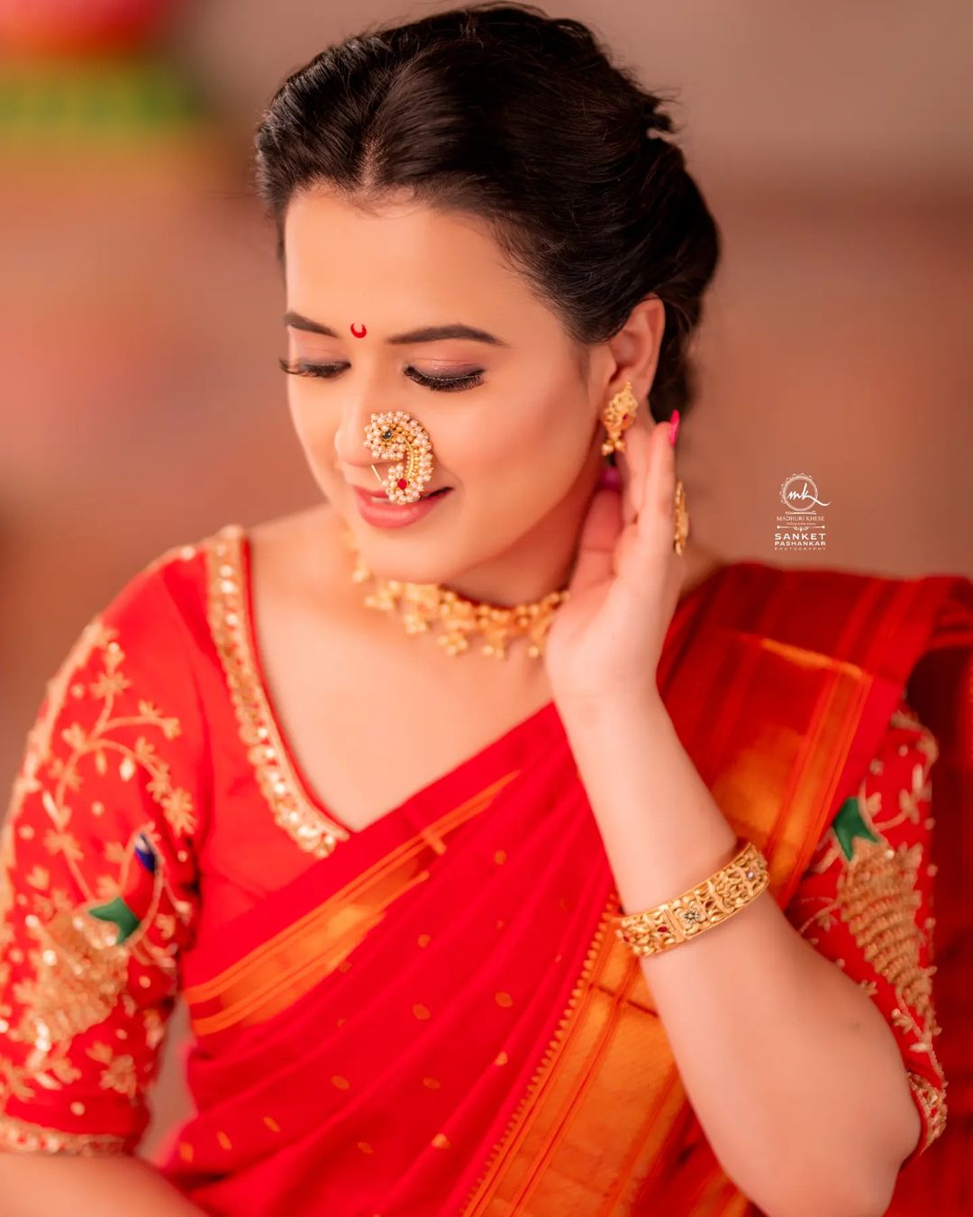 Prajakta Gaikwad Blue Paithani Saree