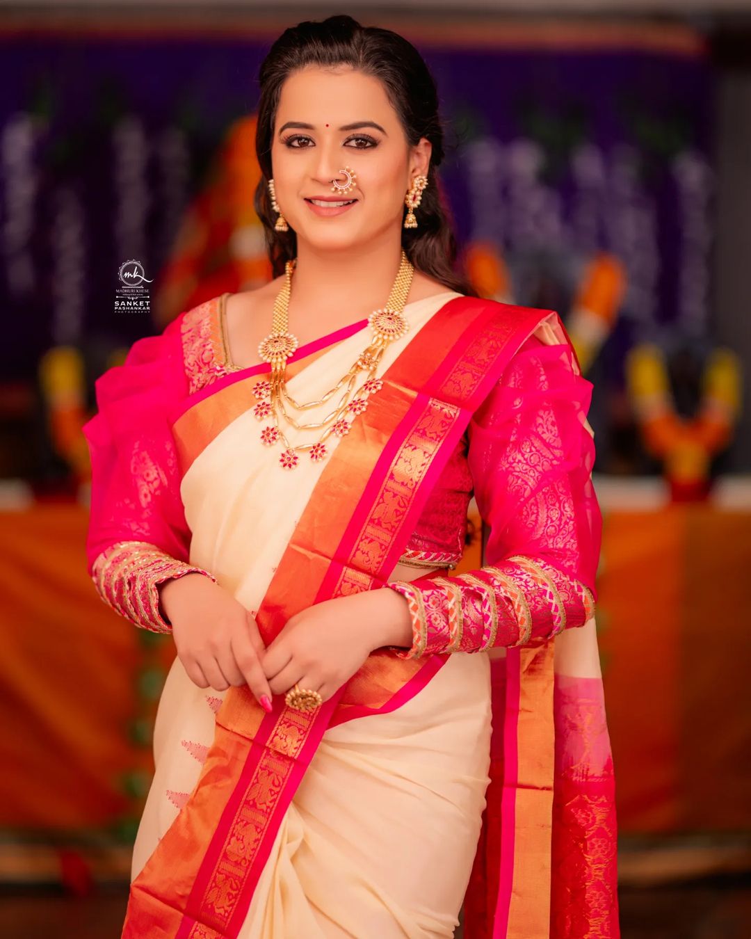 Prajakta Gaikwad Blue Paithani Saree