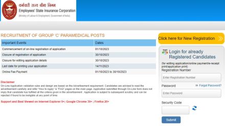 ESIC Recruitment 2023 Apply for 275 paramedical posts from Oct 30