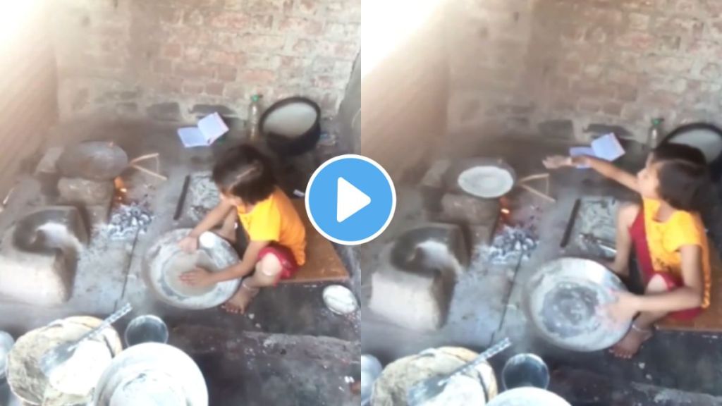 girl is making bhakari