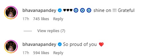 Bhavana Panday comment on Ananya Pandey Post