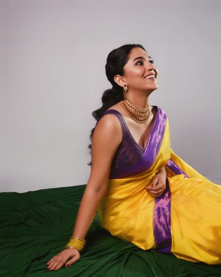 Mrunmayee Deshpande Rao Yellow Saree