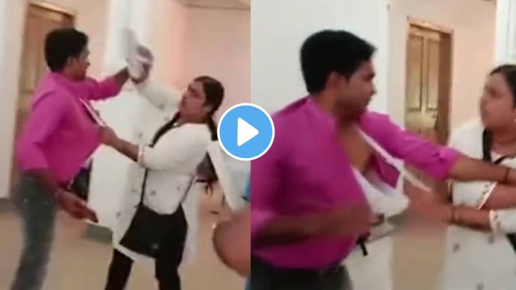 Woman caught while copying in exam then The angry woman beat up the supervisor viral video