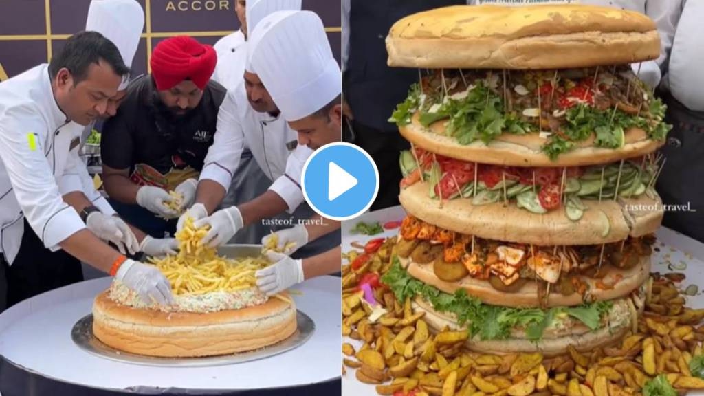 Chef and his colleagues made a hundred kg burger Unique burgers were distributed among two hundred students