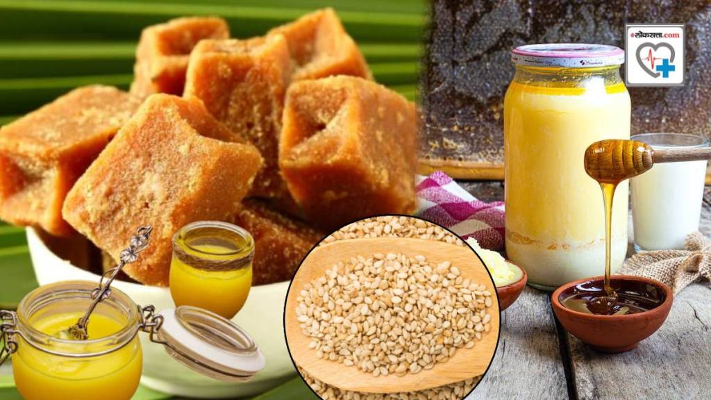 Ghee Jaggery Sesame Seeds Melon Cure Irritation Constipation Remedies for Gas Flatulence After Eating Diwali Snacks Pet Saaf Ghee Jaggery Sesame Seeds Melon Cure Irritation Constipation Remedies for Gas Flatulence After Eating Diwali Snacks Pet Saaf