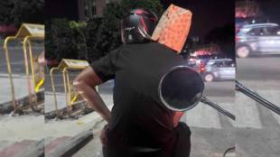 A young man in Bangalore made a helmet out of a paper bag