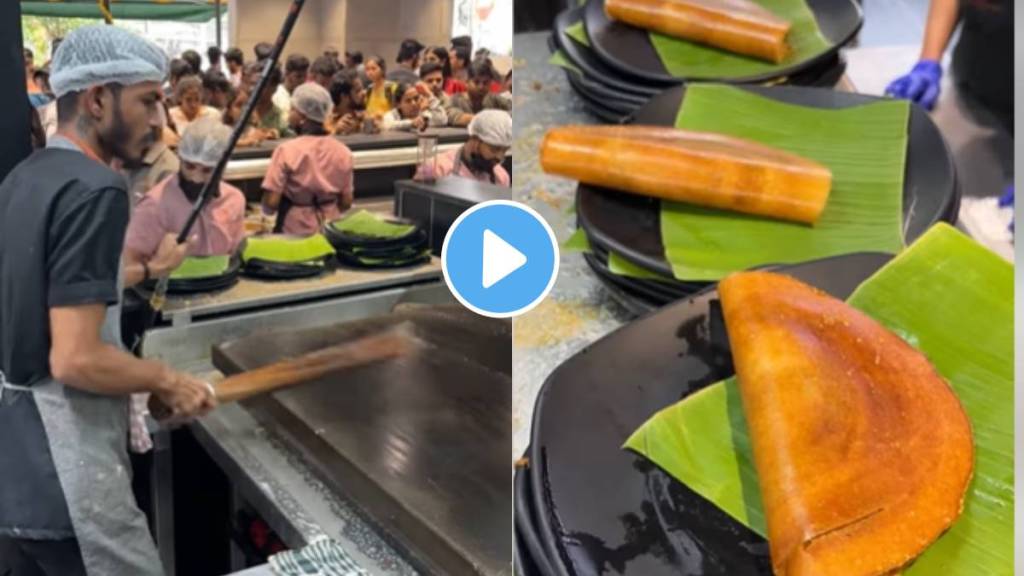 A man has been spotted making dosa by sweeping a pan at a restaurant in Bangalore
