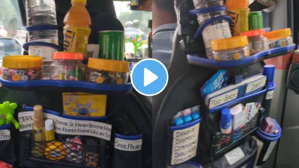 Medicines and tissues and more products Uber driver decorates car with essential items