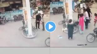 woman hit a man on petrol pump with her scooty funny accident video viral