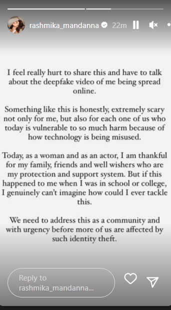 actress Rashmika Mandana reaction on her fake viral video