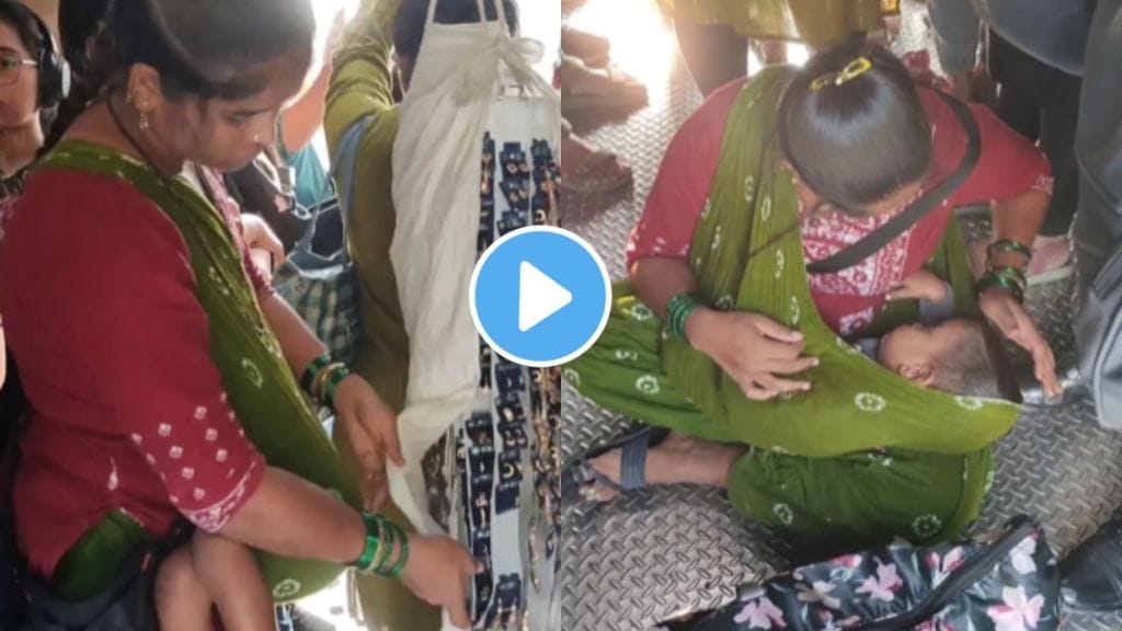 every mother is a Hirkani a woman sell earrings by tying baby to stomach
