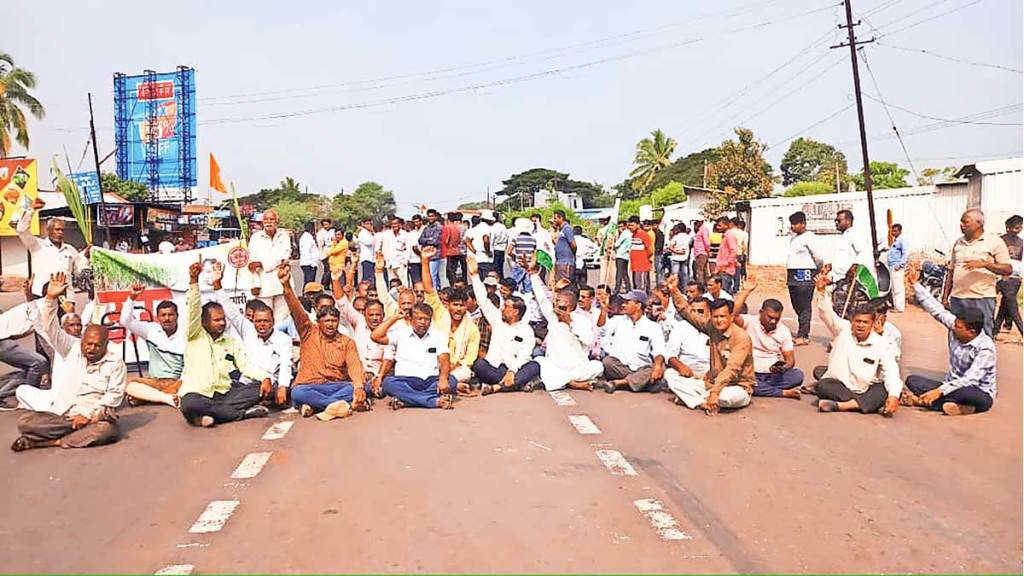 sugarcane farmers sit on dharna on highways