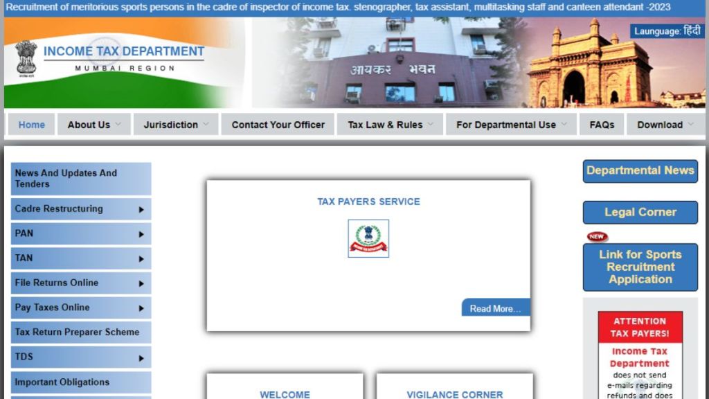 Income Tax Recruitment 2023 Apply for 291 Inspector MTS and other posts at incometaxmumbai gov