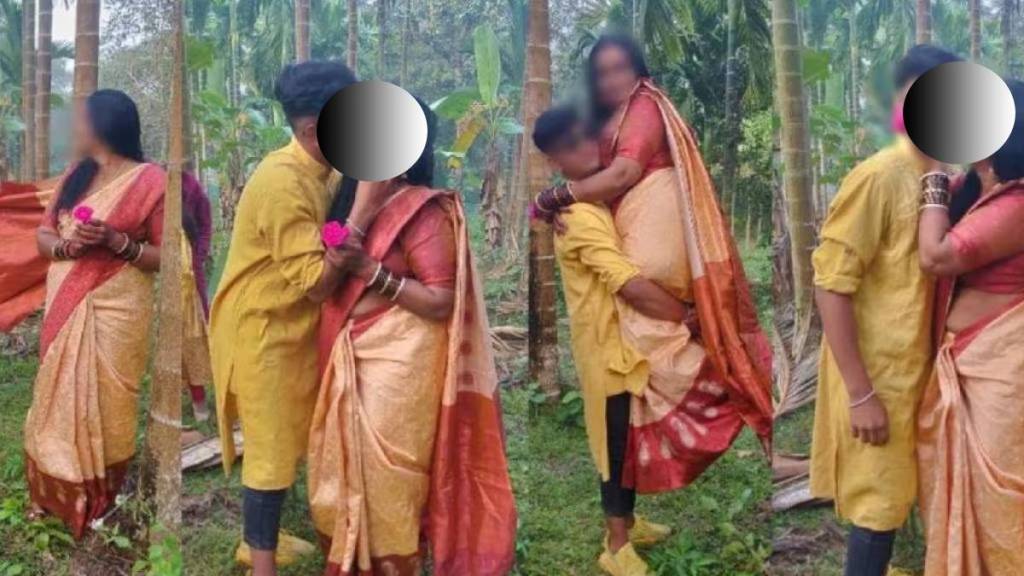 Teacher Student Romance in School Picnic Kissing Posing With pallu Photos Leaked Online Angry Parents Slams Headmaster For Abuse