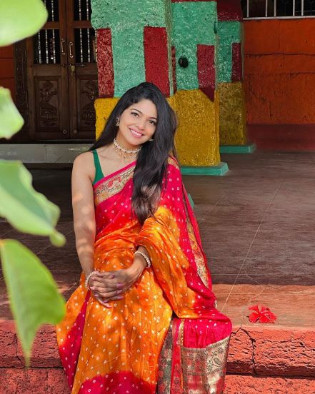 Pooja Sawant Bandhani Paithani Saree