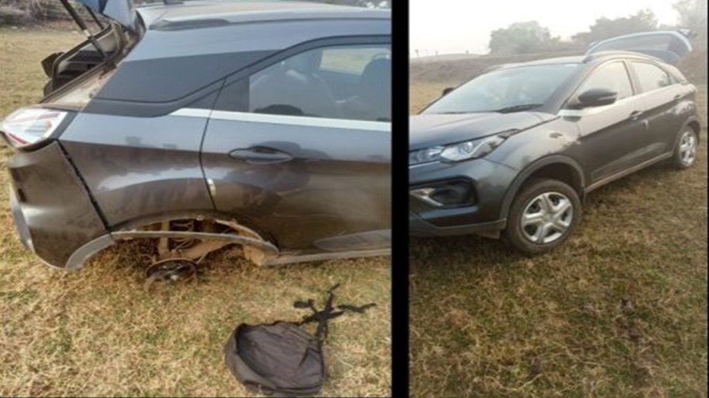 Tata Nexon skids off road after Tyre loosened