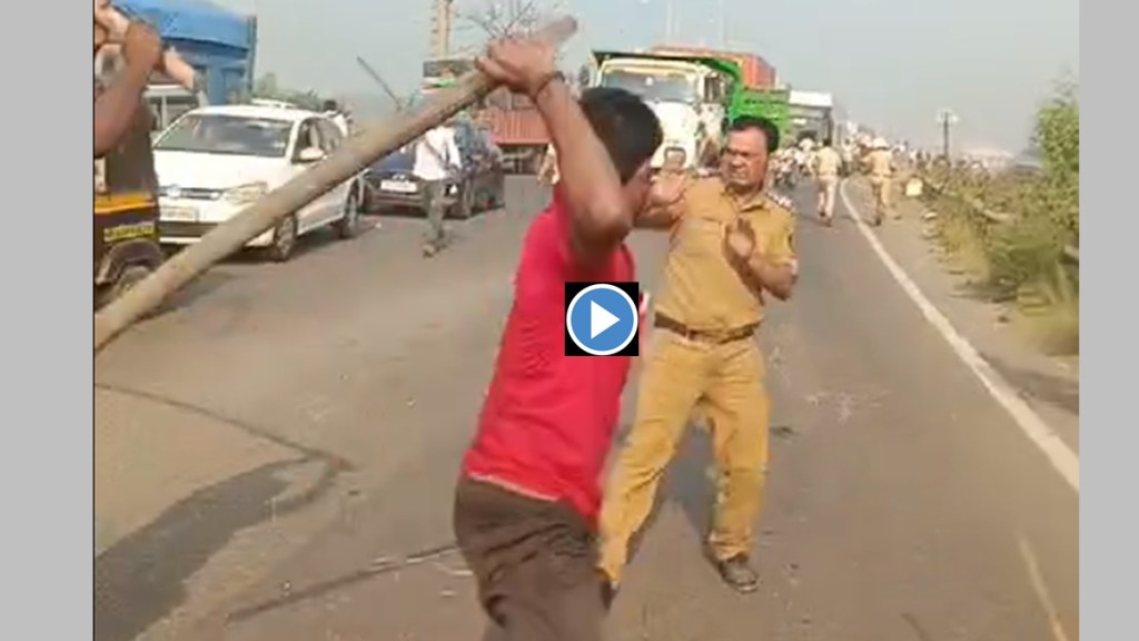 police beaten up by the truck drivers news in marathi, navi mumbai truck drivers protest news in marathi