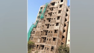 Construction an eight floor illegal building cutting down the old mangrove trees bayside area Kumbharkhanpada Dombivli West