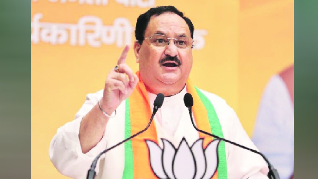 Party President JP Nadda in a meeting with senior leaders at the BJP headquarters to discuss preparations for the Lok Sabha elections