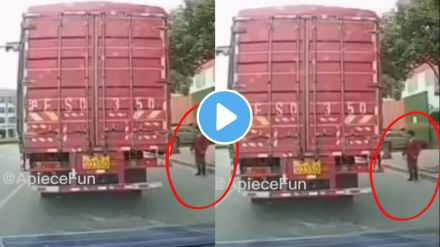 accident or suicide as truck started young man jumped into it shocking video