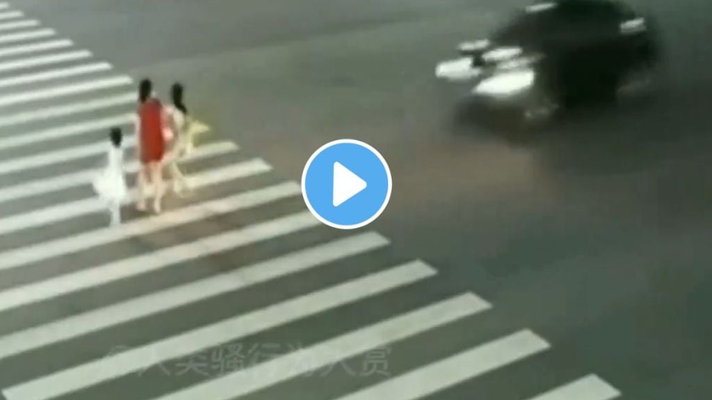 shocking accident video a Family hit by speeding car while crossing road video goes viral on social media shocking accident video a Family hit by speeding car while crossing road video goes viral on social media