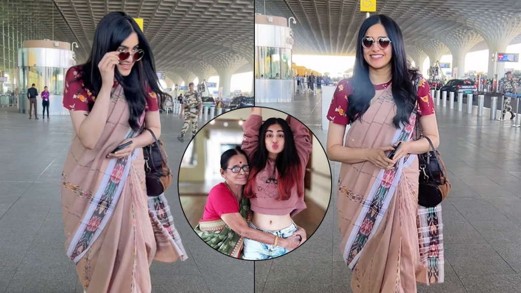 Adah Sharma mumbai airport grandmothers saree photo look viral adah sharma airport look adah sharma news in marathi