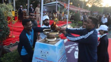 darkness spread in prabodhini area after cm eknath shinde inauguratespolice sports competition
