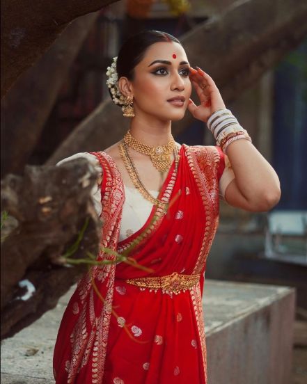 Aayushi Bhave Tilak Blue Dress