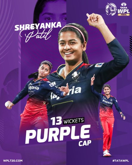 Purple Cap to Shreyanka Patil for taking most wickets in WPL 2024