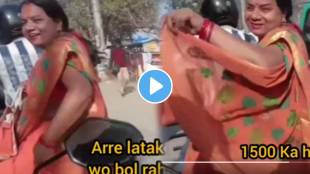 Funny video of bhabhi ji her pallu stuck in bike and then she gave funny reply video