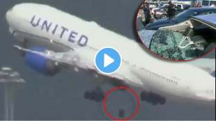 united airlines planes tire falls off during takeoff damages cars in employee parking lot see video