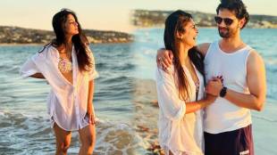 marathi actress pooja sawant saree honeymoon photos with husband siddhesh chavan